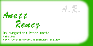 anett rencz business card